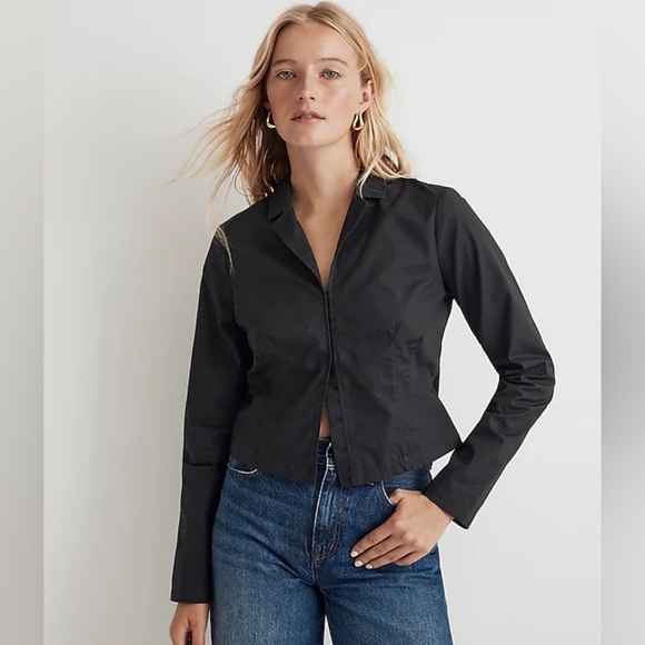 NWT! Madewell Poplin Hook-Front Shrunken Shirt Size 2 - Picture 1 of 8